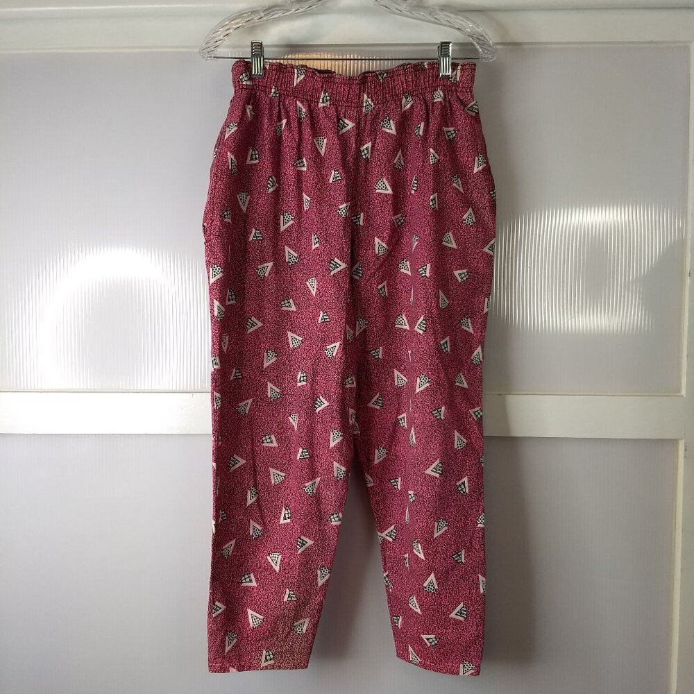 KOS USA Vintage Suri Pant Pink Graphic Print Pants Size Small Casual Loungewear